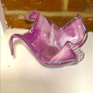 Elegant Murano Pink Glass Bowl